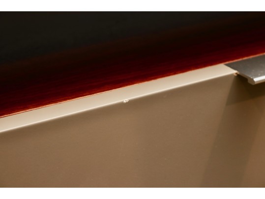 Modern Wood And Cream Matte Lacquer Media Console With Three Cabinet Doors