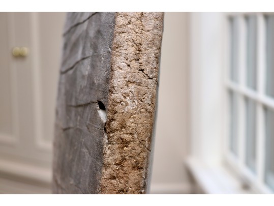 Southeast Asian Wooden Ox Cart Wheel On Custom Metal Stand