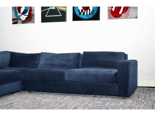 West Elm Luxe Deep Blue Modular 4 Pc Performance Velvet Sectional Sofa 