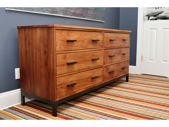Room & Board  Six-Drawer Dresser In Cherry With Blackened Steel Base