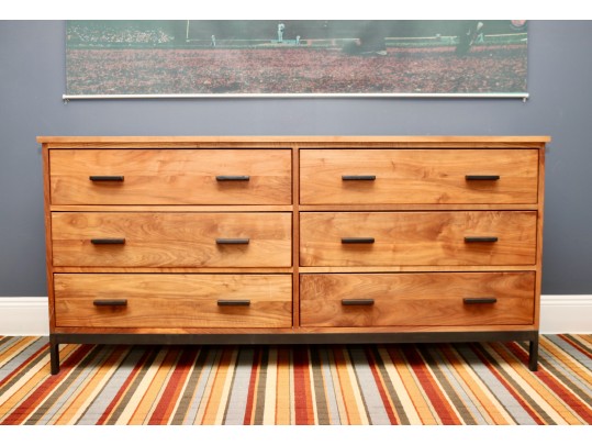 Room & Board  Six-Drawer Dresser In Cherry With Blackened Steel Base
