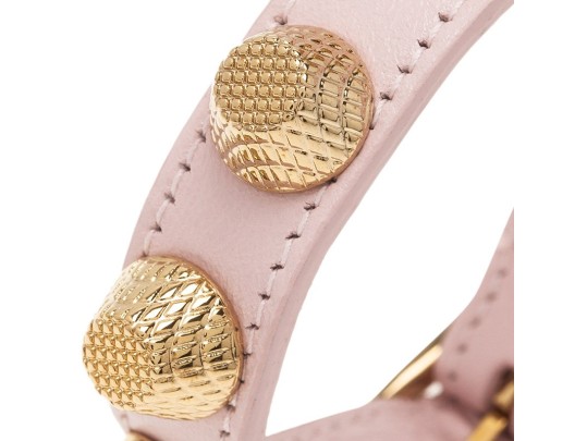 Balenciaga Arena Giant Stud Pink Leather With All-Gold Hardware Bracelet