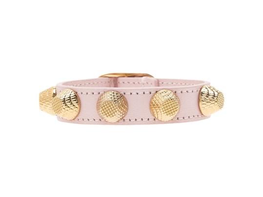 Balenciaga Arena Giant Stud Pink Leather With All-Gold Hardware Bracelet