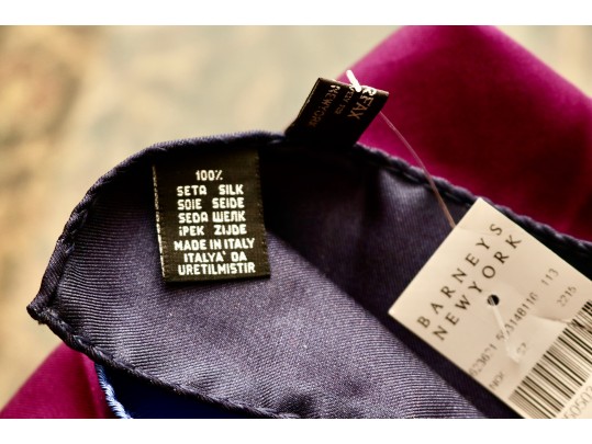 Set Of 2 Blue And Burgundy  Pocket Squares