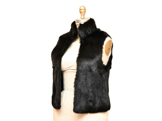 Giorgio Brato Black Fur Vest With Wool Jacquard Interior