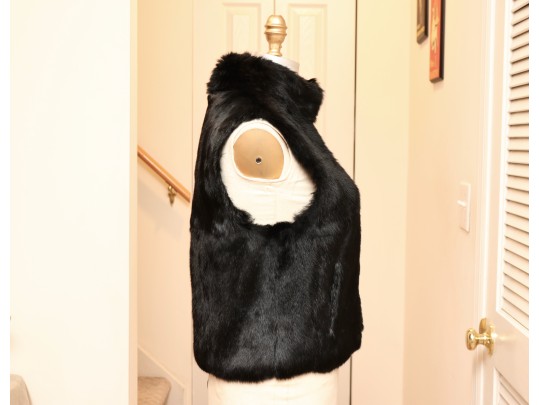 Giorgio Brato Black Fur Vest With Wool Jacquard Interior