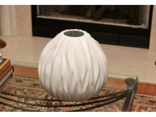 Bahari Sculptural White Ceramic Vase