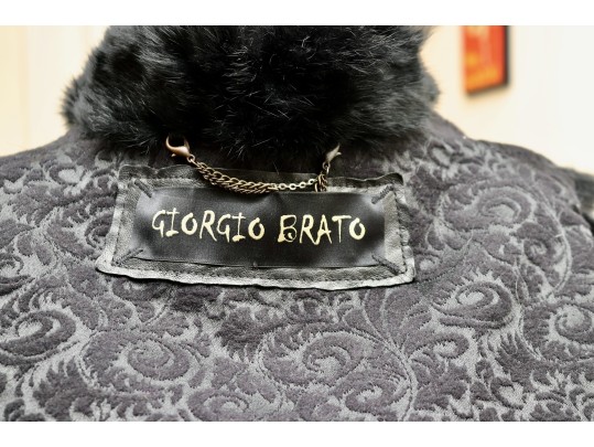 Giorgio Brato Black Fur Vest With Wool Jacquard Interior