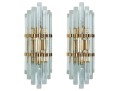 Pair Of Venini Style Murano Glass And Gilt Brass Sconces, 1960s–1970s
