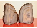 Pair Of Natural Agate Bookends With Polished Interior And Raw Exterior
