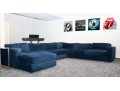 West Elm Luxe Deep Blue Modular 4 Pc Performance Velvet Sectional Sofa 