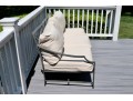 Restoration Hardware Carmel Outdoor Three-Cushion Sofa In Gunmetal And Cushions