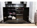 Black Lacquered Armoire With Retractable Doors And Hidden Storage Drawers