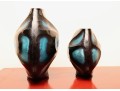 Modern Murano Cobalt Glass Vases With Battuto Surface Texture