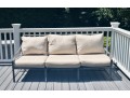 Restoration Hardware Carmel Outdoor Three-Cushion Sofa In Gunmetal And Cushions