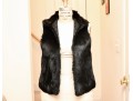 Giorgio Brato Black Fur Vest With Wool Jacquard Interior