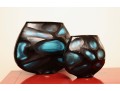 Modern Murano Cobalt Glass Vases With Battuto Surface Texture