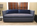 Carlyle Custom Convertible Sofa Bed With Blue Steel-Weave Upholstery And Velvet Cushions