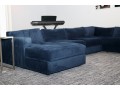 West Elm Luxe Deep Blue Modular 4 Pc Performance Velvet Sectional Sofa 