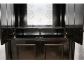 Black Lacquered Armoire With Retractable Doors And Hidden Storage Drawers