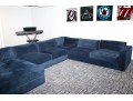 West Elm Luxe Deep Blue Modular 4 Pc Performance Velvet Sectional Sofa 
