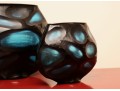 Modern Murano Cobalt Glass Vases With Battuto Surface Texture