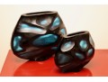 Modern Murano Cobalt Glass Vases With Battuto Surface Texture