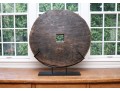 Southeast Asian Wooden Ox Cart Wheel On Custom Metal Stand