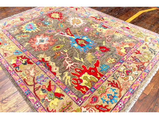 Plush Indian Oushak Hand Knotted Wool Carpet - 8' 1