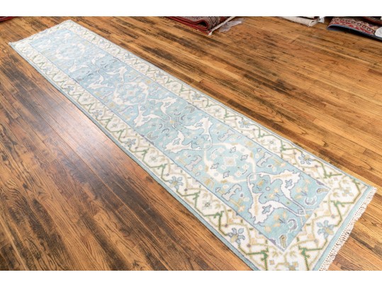 Hand Knotted Wool Indo-Oushak Runner, 12' X 2'-7