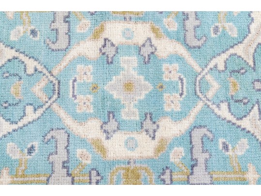 Hand Knotted Wool Indo-Oushak Runner, 12' X 2'-7