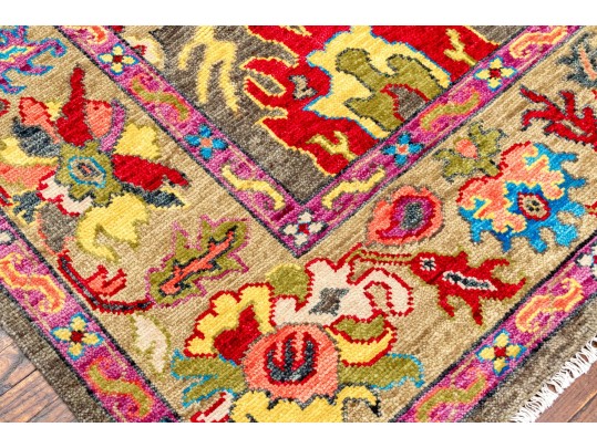 Plush Indian Oushak Hand Knotted Wool Carpet - 8' 1
