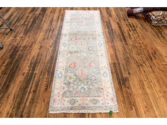 Hand Knotted Wool Oushak Runner, 7’-11