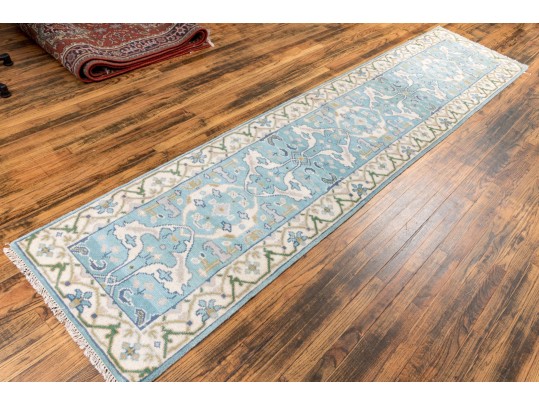 Hand Knotted Wool Indo-Oushak Runner, 12' X 2'-7