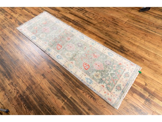 Hand Knotted Wool Oushak Runner, 7’-11