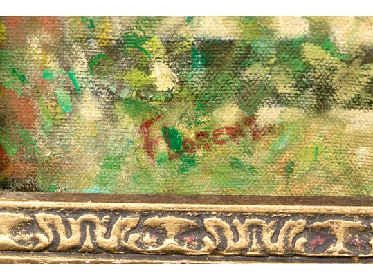 Florenz Signed Oil On Canvas, Japanese Pagoda