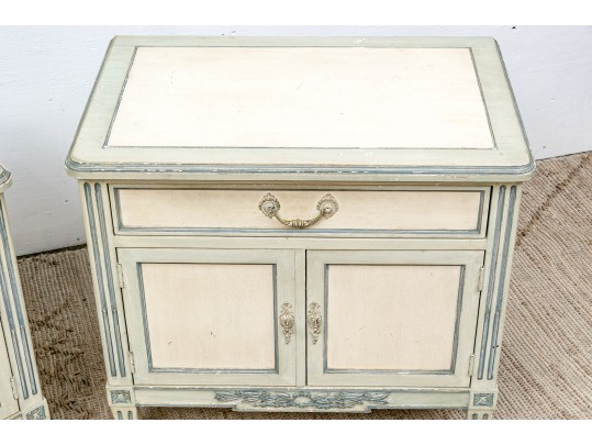 Pair Baker Paint Decorated Side Tables For Upcycle