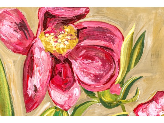 Signed, Oil On Canvas, Lillies In Bloom