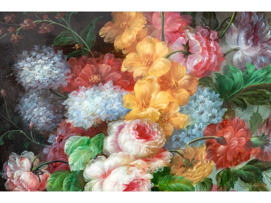 Oil On Panel, Vase Of Flowers