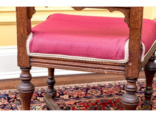 Pair Of Antique Maple Custom Upholstered Side Chairs