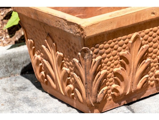 888Only One - Recatalog And Photo****Pair Of Cast Terracotta Ceramic Garden Planters