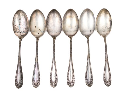 Set Of Six Antique Sterling Silver Tablespoons 9.88 Troy Ozs. 