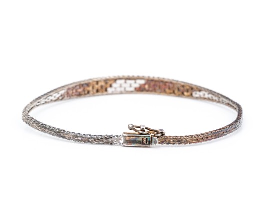 Sterling Silver And Vermeil Graduated Woven Link Bracelet