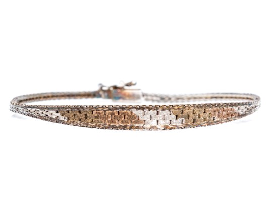 Sterling Silver And Vermeil Graduated Woven Link Bracelet