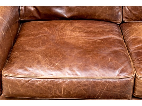 Restoration Hardware Leather Loveseat Sofa