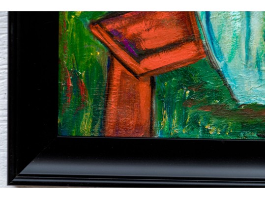 Miriam Granick Boretz (Ukranian/American, 1903-2005) Oil On Artist Board, Lady With Flowers