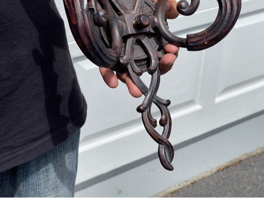Pair Of Cast Iron Two Light Electrified Wall Sconces