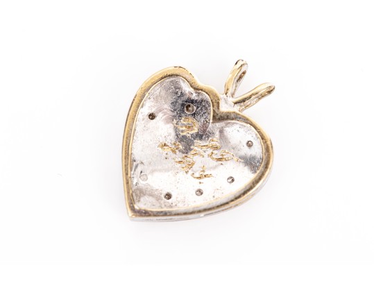 14k White Gold Pretty Patterned Heart Pendant, App. 0.04 TCW