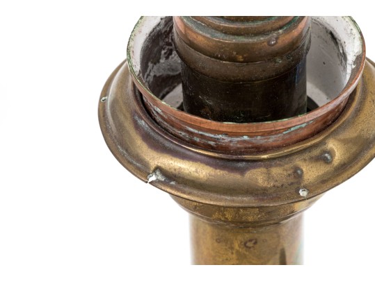 Pair Of Beautiful Antique Etched Cranberry Glass And Brass Oil Lamps On Stands