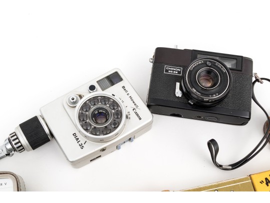 Collection Of Cameras With Camera Accessories